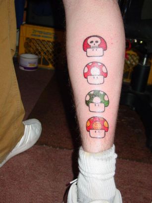 Mushroom Tats Design On Leg